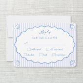 Cartons Réponse Coastal Chic Bleu & Blanc Striped Wavy Mariage