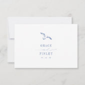 Cartons Réponse Coastal Chic Blue Seaside Wedding (Dos)