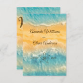 Cartons Réponse Coastal Chic Golden Sand Turquoise QR Code Mariage (Devant / Derrière)