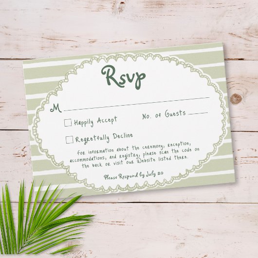 Cartons Réponse Coastal Chic Sun Palm Tree Wedding QR Code