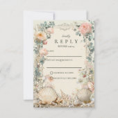 Cartons Réponse Coastal Seashell Botanical Wedding (Devant)