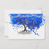 Cartons Réponse Cobalt Blue Heart Leaf Tree Wedding Invite (Dos)
