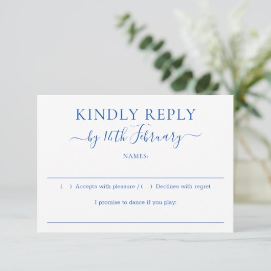 Cartons Réponse Cobalt Blue Wedding Kindly Reply (Debout devant)