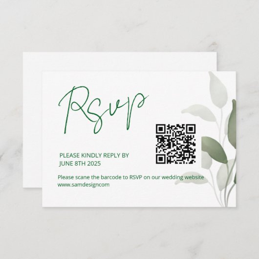 Cartons Réponse Code mariage feuille (Devant / Derrière)