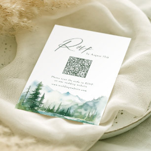 Cartons Réponse Code QR aquarelle forêt de montagne rustique Sage