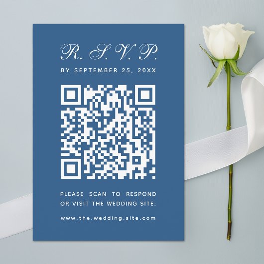 Cartons Réponse Code QR bleu classique Mariage de calligraphie sim