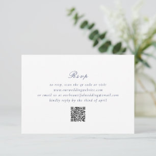 Cartons Réponse Code QR Bleu de la Marine Propre Mariage élégant