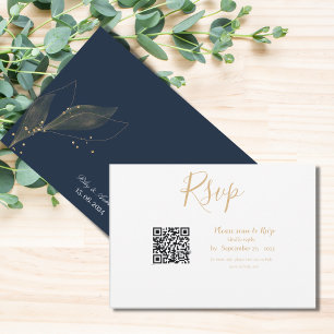 Cartons Réponse Code qr bleu marine mariage minimaliste