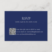 Cartons Réponse Code QR bleu marine moderne Mariage élégant (Devant)