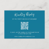 Cartons Réponse Code QR bleu moderne Mariage simple (Devant)