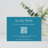 Cartons Réponse Code QR bleu moderne Mariage simple (Debout devant)