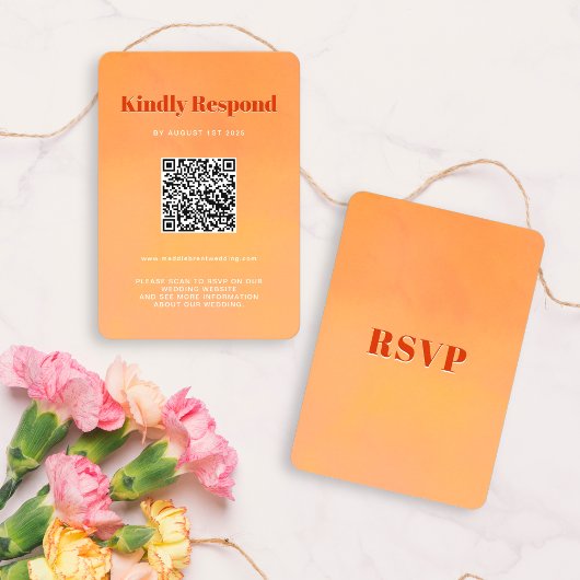 Cartons Réponse Code QR Bold Moderne Orange Mariage Coucher de Sol
