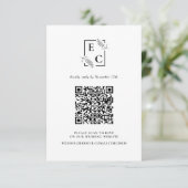 Cartons Réponse Code QR botanique simple noir et blanc monogramme (Debout devant)