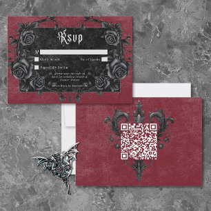 Cartons Réponse Code QR Burgundy Ravens Noirs & Roses Gothiques