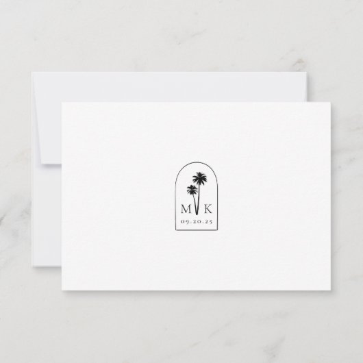 Cartons Réponse Code QR Chic Mariage côtier contemporain (Dos)