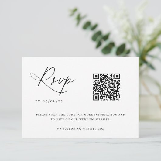 Cartons Réponse Code QR Chic Mariage côtier contemporain (Debout devant)
