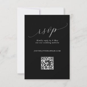 Cartons Réponse Code QR chic Mariage de script romantique noir et