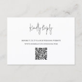 Cartons Réponse Code QR chic mariage moderne noir et blanc (Devant)