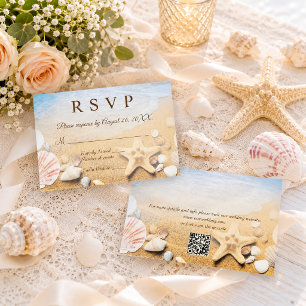 Cartons Réponse Code QR Coquilles d'étoiles de mer Mariage tropica