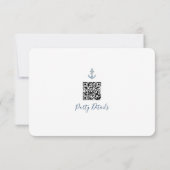 Cartons Réponse Code QR de fête d'anniversaire d'ancre rayée nauti (Dos)