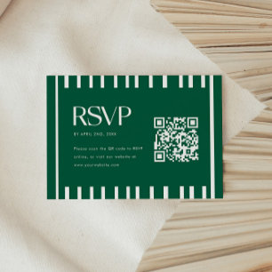 Cartons Réponse Code QR de fête de remise de diplômes rayé vert mo