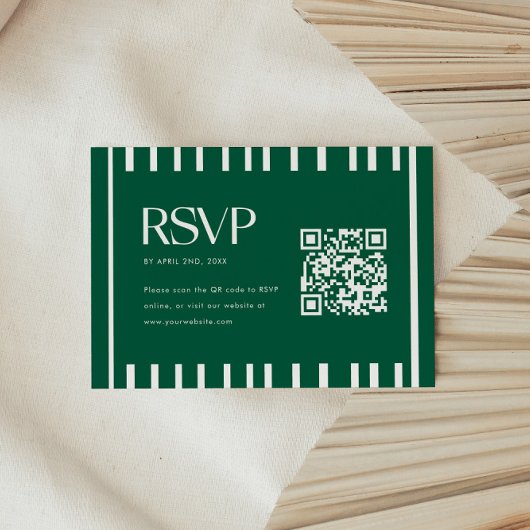 Cartons Réponse Code QR de fête de remise de diplômes rayé vert mo