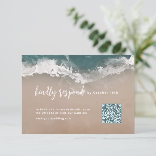 Cartons Réponse Code QR de la plage océanique mousseuse Abstraite (Debout devant)
