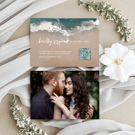 Cartons Réponse Code QR de la plage océanique mousseuse Abstraite