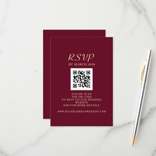 Cartons Réponse Code QR de mariage (Devant/Arrière en situation)