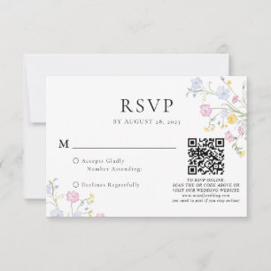 Cartons Réponse Code QR de mariage à armoiries florales rococo élé