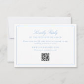 Cartons Réponse Code QR de mariage à cadre bleu doux (Devant)