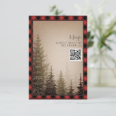 Cartons Réponse Code QR de mariage à carreaux rustique avec arbre (Debout devant)