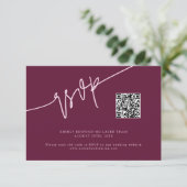 Cartons Réponse Code QR de mariage à la cranberry avec écriture ma (Debout devant)