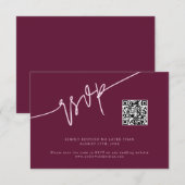 Cartons Réponse Code QR de mariage à la cranberry avec écriture ma (Devant / Derrière)