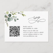 Cartons Réponse Code QR de mariage à la verdure d'eucalyptus bleu  (Devant)