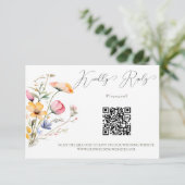 Cartons Réponse Code QR de mariage à l'aquarelle de prairie de fle (Debout devant)