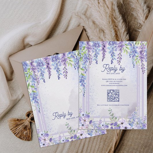 Cartons Réponse Code QR de mariage à l'arche florale romantique de
