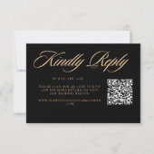 Cartons Réponse Code QR de mariage à l'écriture noire élégante mod (Devant)