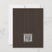 Cartons Réponse Code QR de mariage à motif à rayures fines marron (Dos)