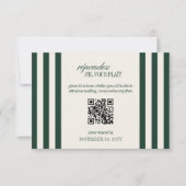Cartons Réponse Code QR de mariage à rayure verte classique (Devant)