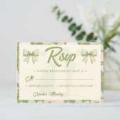 Cartons Réponse Code QR de mariage à ruban gingham vert Wildflower (Debout devant)