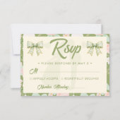 Cartons Réponse Code QR de mariage à ruban gingham vert Wildflower (Devant)