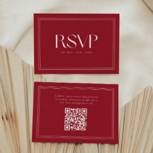 Cartons Réponse Code QR de mariage à typographie gras Rouge Vin Él