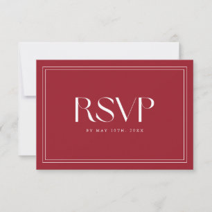 Cartons Réponse Code QR de mariage à typographie gras Rouge Vin Él