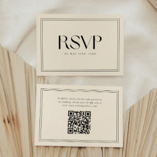 Cartons Réponse Code QR de mariage à typographie grasse beige mode