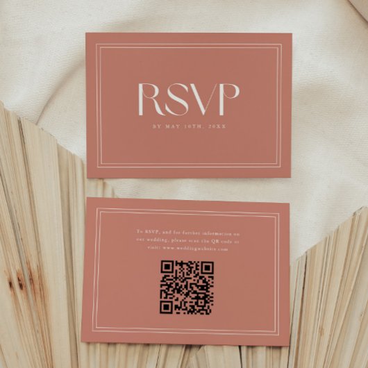 Cartons Réponse Code QR de mariage à typographie grasse Rose Minim