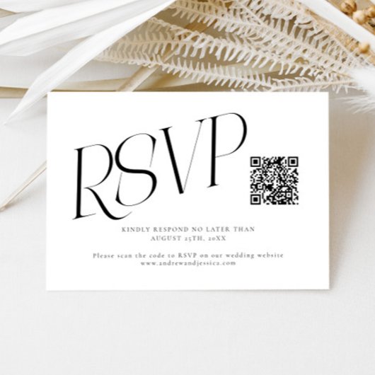 Cartons Réponse Code QR de mariage à typographie moderne