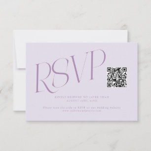 Cartons Réponse Code QR de mariage à typographie moderne lilas