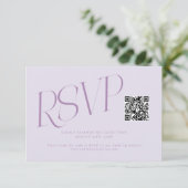 Cartons Réponse Code QR de mariage à typographie moderne lilas (Debout devant)