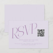 Cartons Réponse Code QR de mariage à typographie moderne lilas (Devant / Derrière)